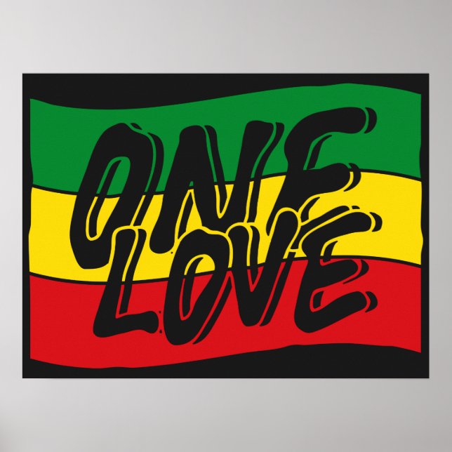 One Love Drapeau Reggae Rasta Poster (Front)