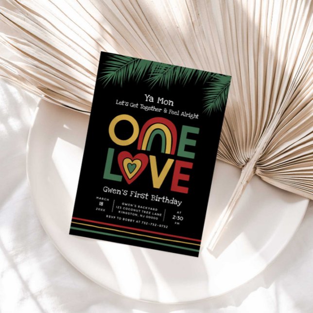 One Love First Reggae Birthday Invitation (Creator Uploaded)