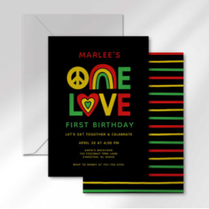 One Love First Reggae Invitation Anniversaire