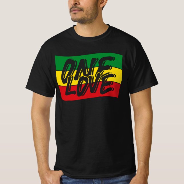 One Love Flag Reggae Rasta T-Shirt (Front)