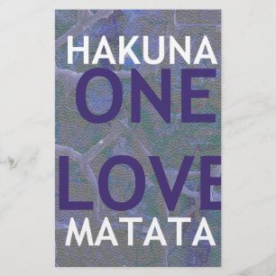 One Love Hakuna Matata Swahili Blue Grey Abstract Stationery