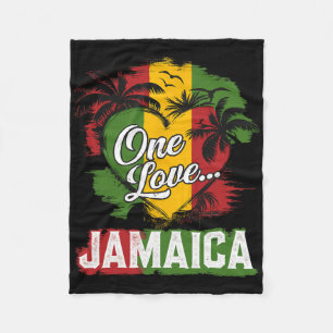 One Love Jamaica 2025 Hibiscus Flower Caribbean Va Fleece Blanket