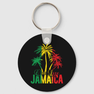 One Love Jamaica Jamaican Vacation Reggae Palms Keychain