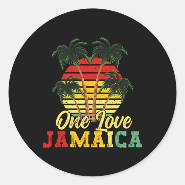 One Love Jamaica Summer Family Vacation Jamaican R Classic Round Sticker (Front)