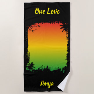 One Love Jamaica Tropical Sunset Beach Towel