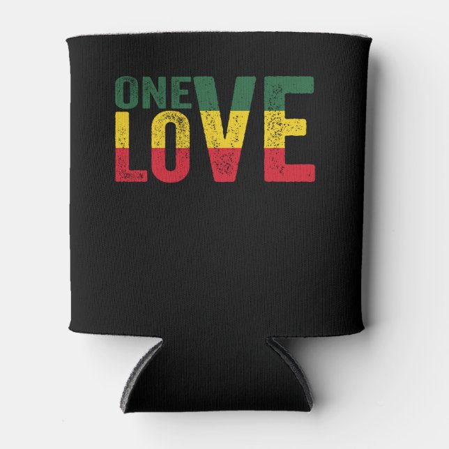 One Love Jamaican Rasta Reggae Can Cooler (Front)