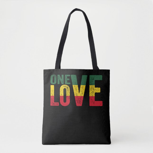 One Love Jamaican Rasta Reggae Tote Bag (Front)