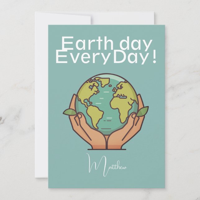 One Love One Earth, Earth Day, Save Our Planet Holiday Card (Front)