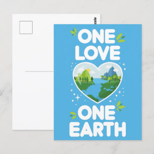 One Love One Earth Heart Our Planet Postcard