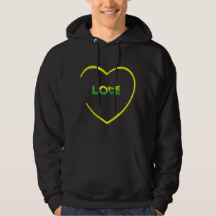 One Love One Heart Jamaican flag colours front-bac Hoodie