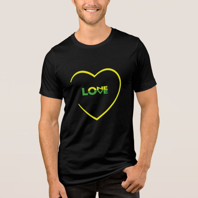 One Love One Heart Jamaican flag colours front-bac Tri-Blend Shirt (Front)