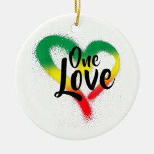 One Love One Heart Reggae Vibes Ceramic Ornament