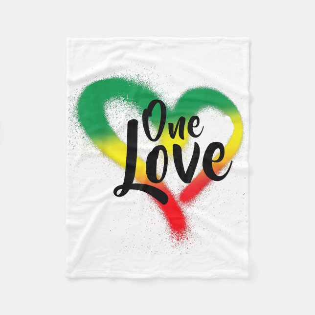 One Love One Heart Reggae Vibes Fleece Blanket (Front)