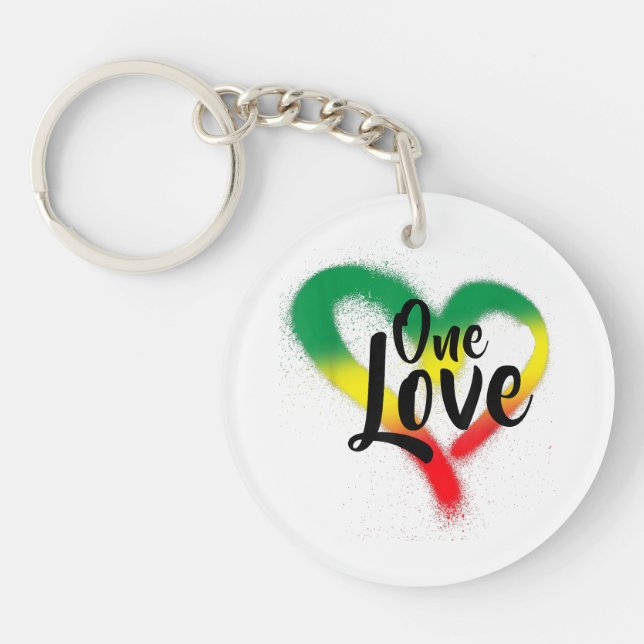 One Love One Heart Reggae Vibes Keychain (Front)