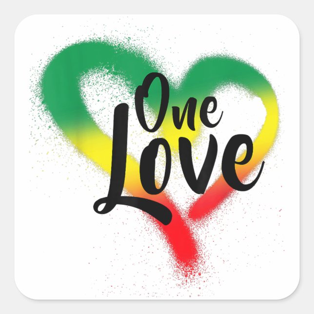 One Love One Heart Reggae Vibes Square Sticker (Front)