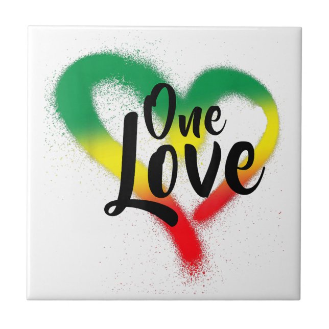 One Love One Heart Reggae Vibes Tile (Front)