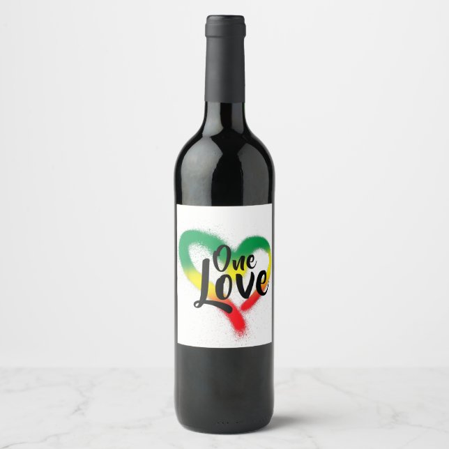 One Love One Heart Reggae Vibes Wine Label (Front)