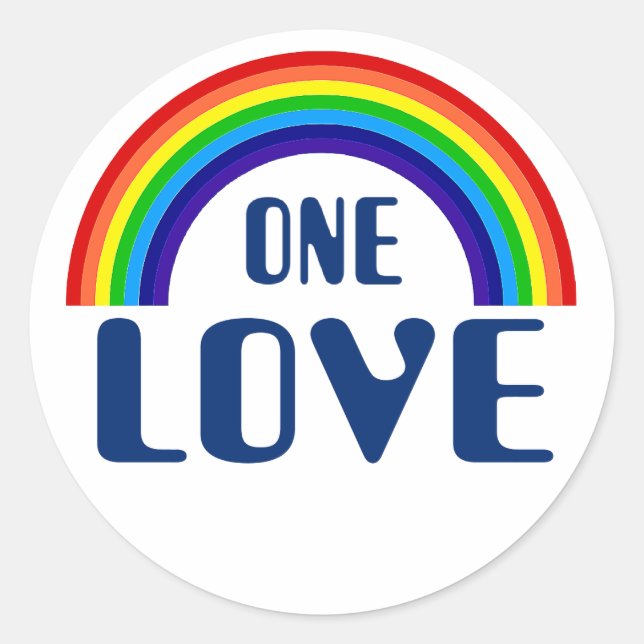 One Love Rainbow Classic Round Sticker (Front)