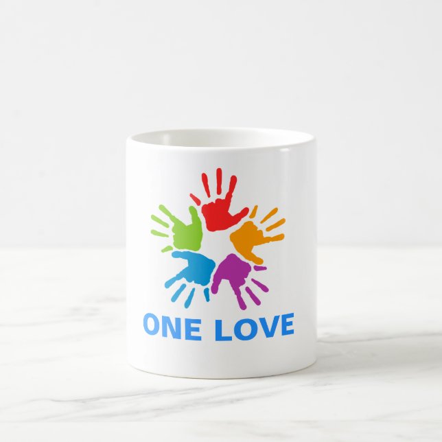 One Love Rainbow Hands Classic Mug (Center)