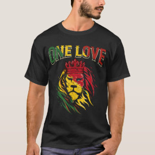 One Love Rasta Lion Jamaican Pride Reggae African T-Shirt