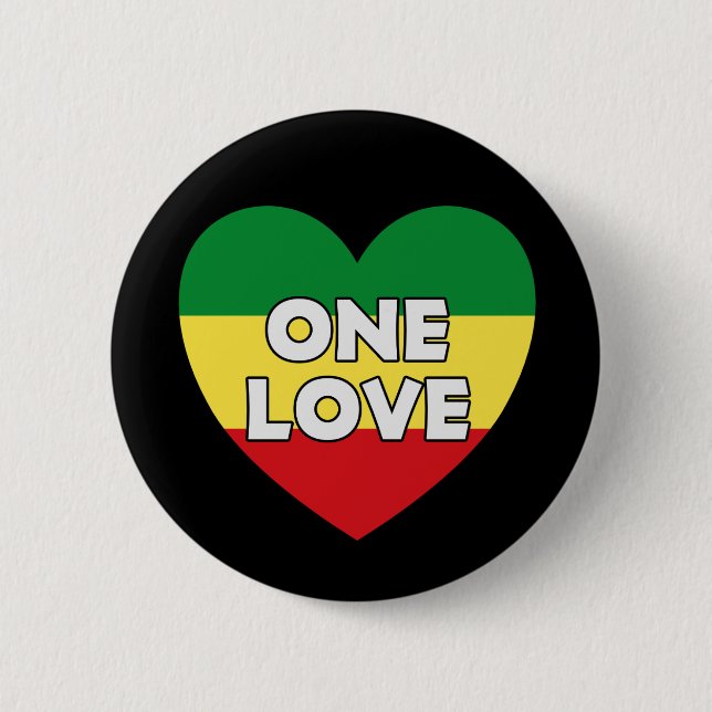 One Love Rasta Reggae 2 Inch Round Button (Front)