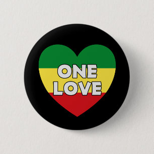 One Love Rasta Reggae 2 Inch Round Button