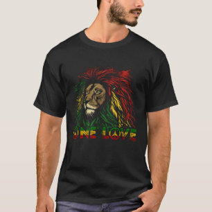 One Love Rasta Reggae Lion Of Judah Pride Rastafar T-Shirt