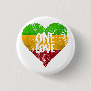 One Love Rastafari T-Shirt Jamaica Retro Vintage G 1 Inch Round Button