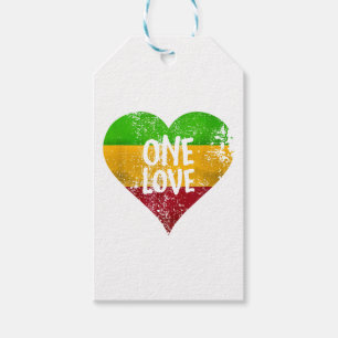 One Love Rastafari T-Shirt Jamaica Retro Vintage G Gift Tags