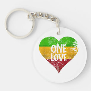 One Love Rastafari T-Shirt Jamaica Retro Vintage G Keychain