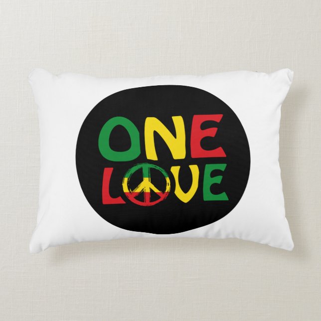 One Love, Reggae design Accent Pillow (Front)