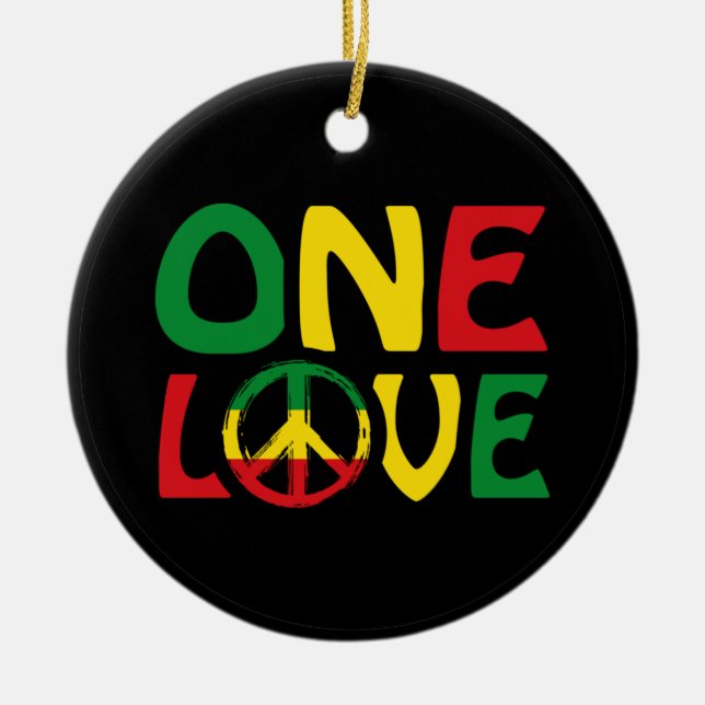 One Love, Reggae design Ceramic Ornament (Front)