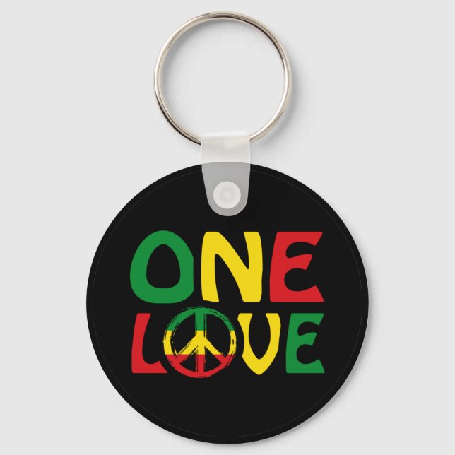 One Love, Reggae design Keychain (Front)