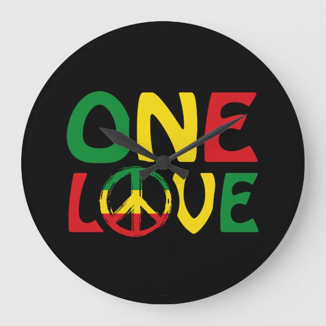 One Love, Reggae design Large Clock (Front)