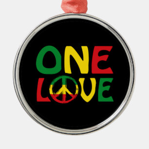 One Love, Reggae design Metal Ornament