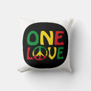 One Love, Reggae design Throw Pillow