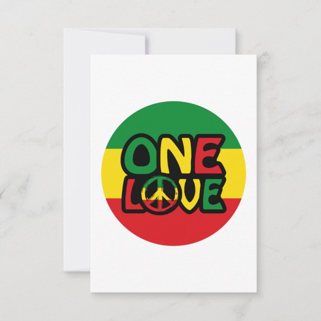 One Love, Reggae design with reggae colors Card (Front)