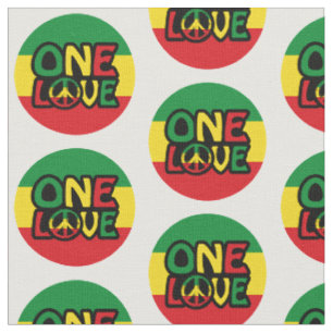 One Love, Reggae design with reggae colors Fabric