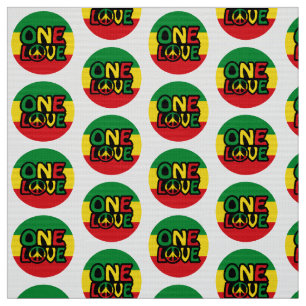 One Love, Reggae design with reggae colors Fabric