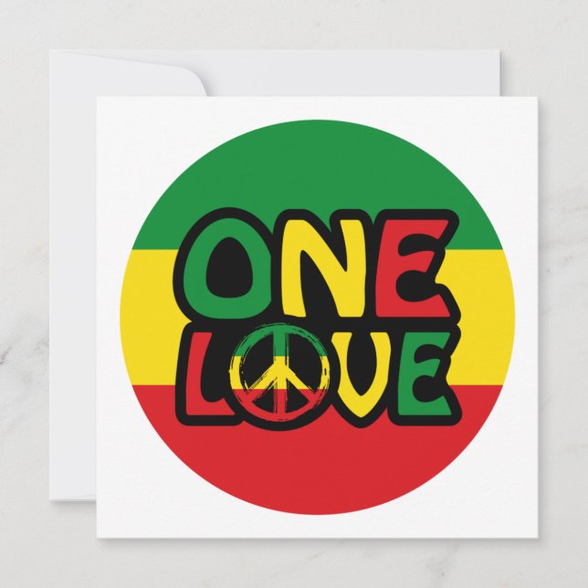 One Love, Reggae design with reggae colours (Front)