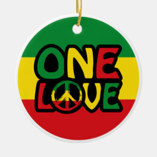 One Love, Reggae design with reggae colours Ceramic Ornament
