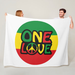 One Love, Reggae design with reggae colours Fleece Blanket