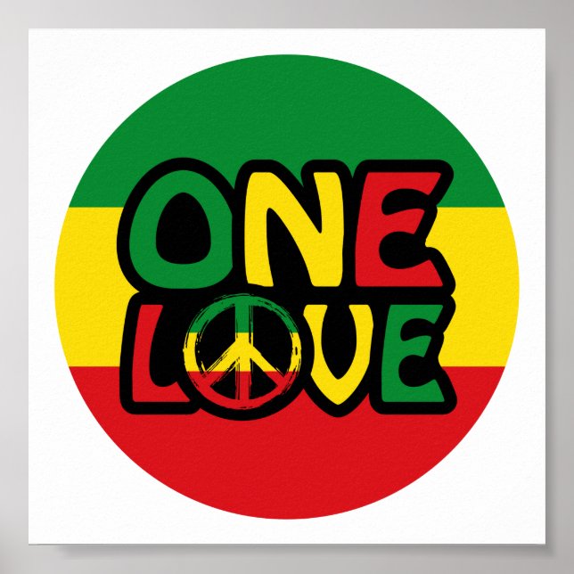 One Love, Reggae design with reggae colours Poster (Front)