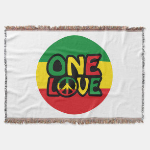 One Love, Reggae design with reggae colours Throw Blanket