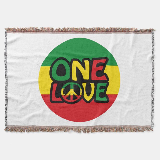 One Love, Reggae design with reggae colours Throw Blanket (Front)