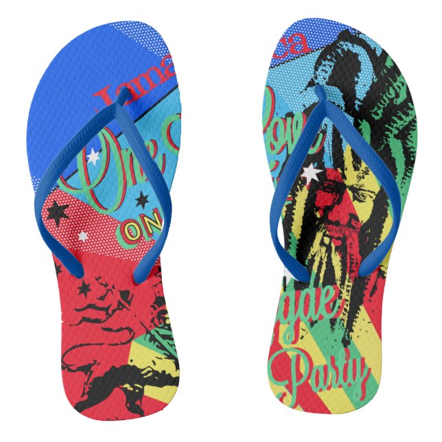 One Love Reggae Music Rasta Flip Flops (Footbed)