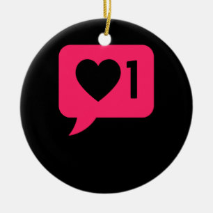 One Love Social Media Notification Valentines Day Ceramic Ornament