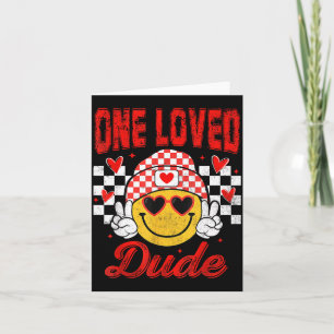 One Loved Dude Checkered Heart Valentines Day Boys Card