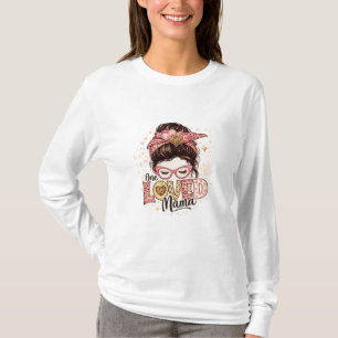One Loved Mama Cute Leopard Heart Mom Quote T-Shirt