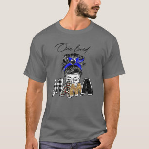 One Loved Mama Mom Life Messy Leopard Bun Mother's T-Shirt